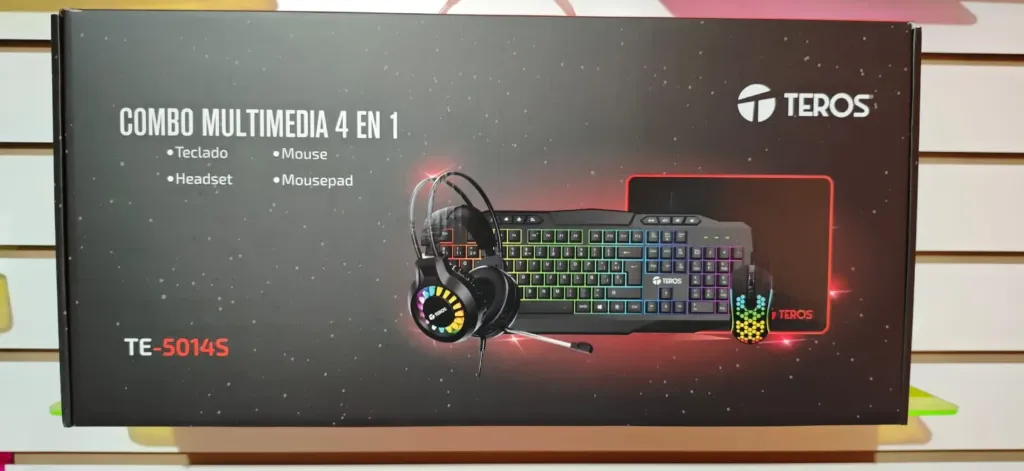 Kit 4 en 1 Teclado + Mouse + Auriculares + Mousepad TEROS TE-5016S