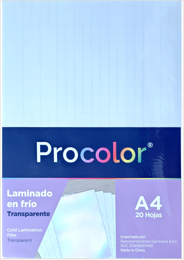 Laminado en frio procolor A4 transparente 20H