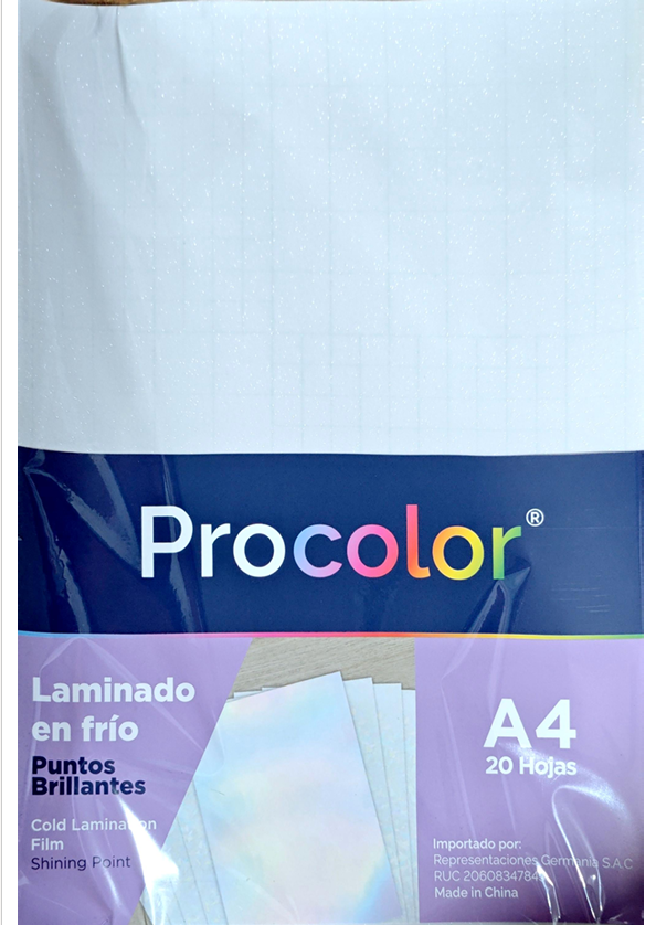 LAMINADO EN FRIO PROCOLOR A4 PUNTOS BRILLANTES 20H