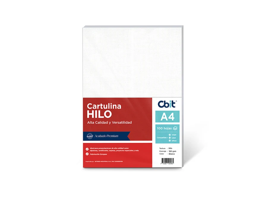 PAQ. 100H 180GSM PAPEL HILO CBIT A4 BLANCO - PNX