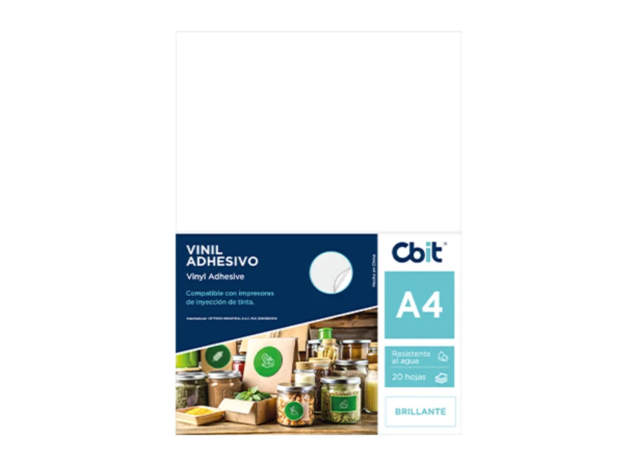 PAQ. 20H. VINIL ADHESIVO PP A4 BRILLANTE Cbit