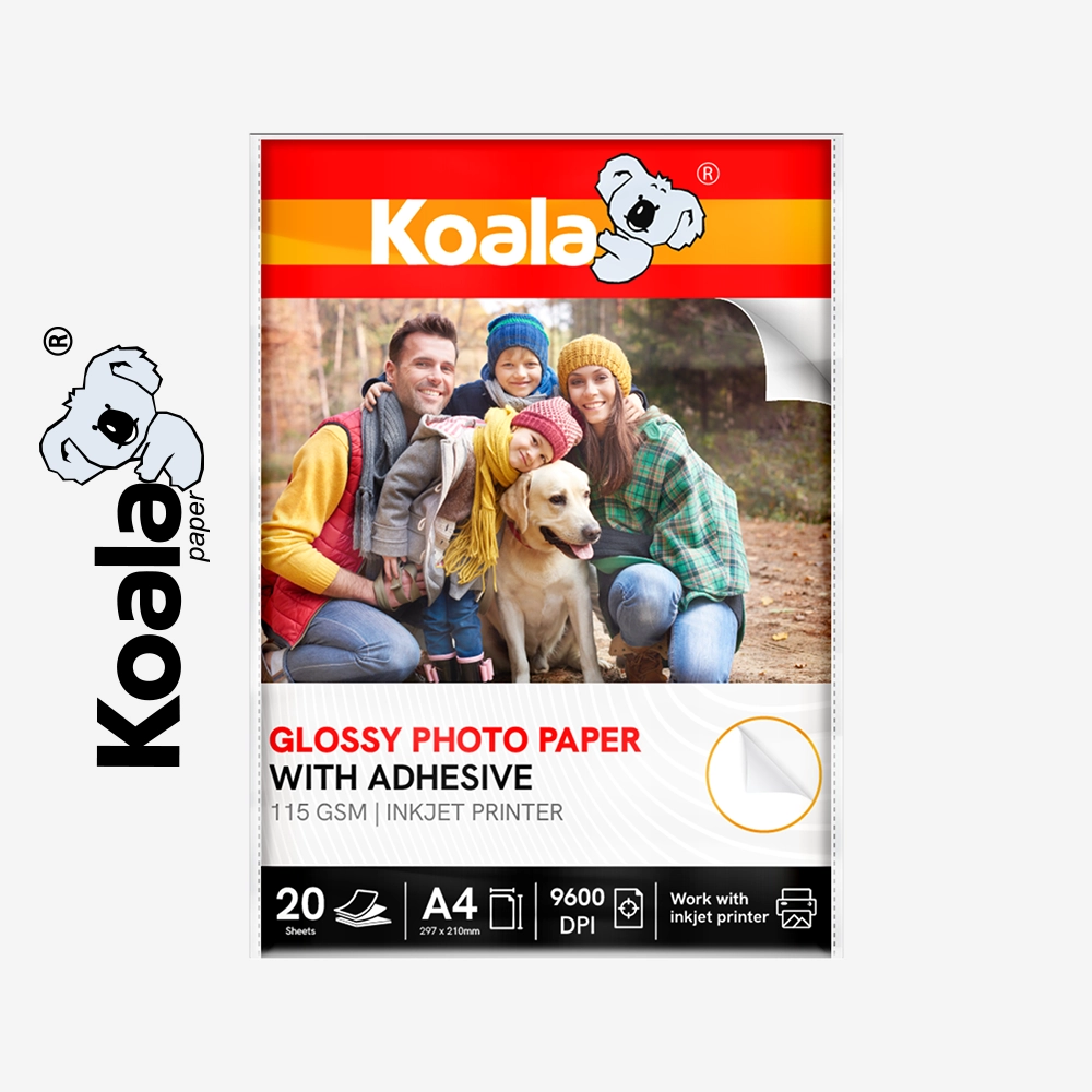 Papel Fotográfico Brillante Adhesivo 115 GSM A4 – 20 Hojas