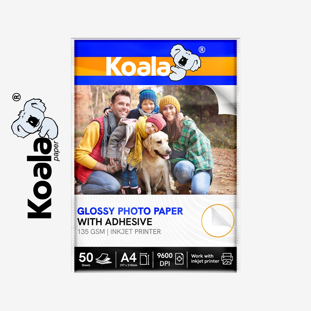 Papel Fotográfico Brillante Adhesivo 135 GSM A4 – 50 Hojas
