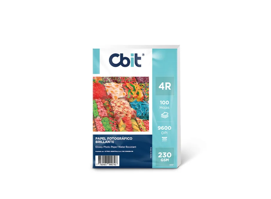 Papel Fotográfico Cbit Brillante - 100 hojas 230 Gramos 9600 DPI Jumbo