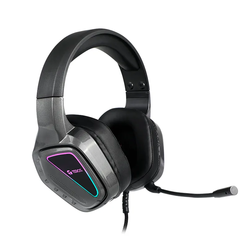 Auriculares gaming TEROS TE-8171N, estéreo, micrófono, luces RGB