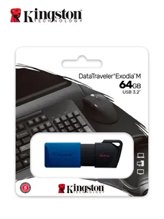 Memoria Flash USB Kingston DataTraveler Exodia M, 64GB, USB 3.2 Gen 1, Azul